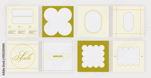 Social media templates backgrounds for posts, personal blog. Vector retro groovy design banners
