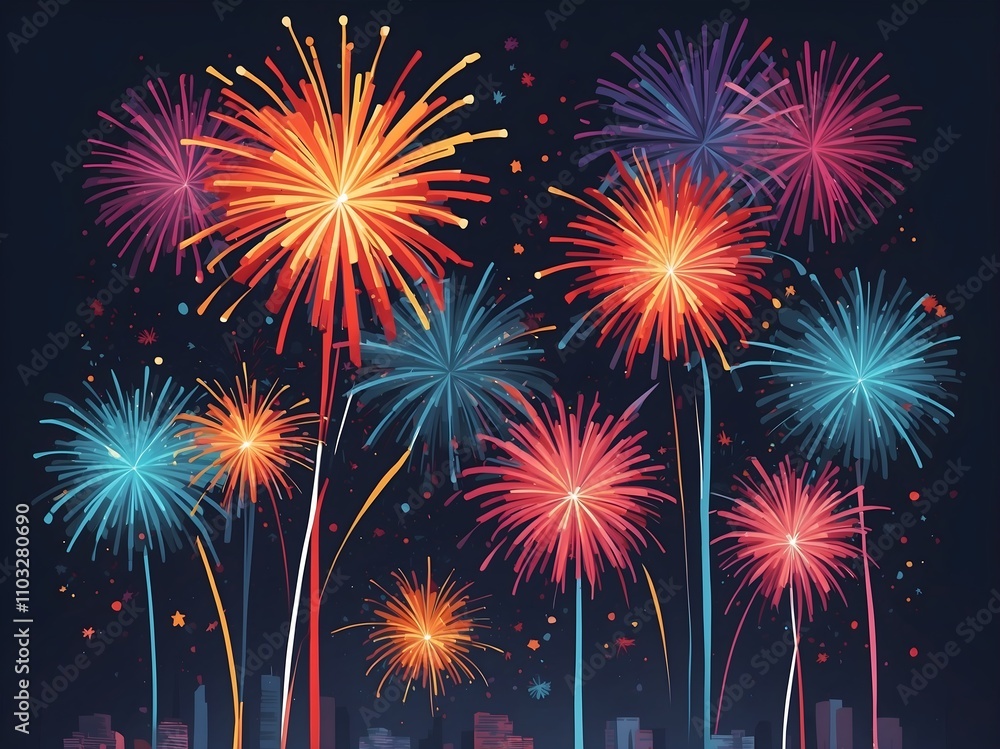 Naklejka premium fireworks background