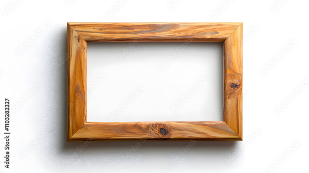 Beautiful wooden frame on white background home decor art display minimalist style product photography elegant design Beautiful wooden frame on white background home decor art display minimalist style product photography elegant design