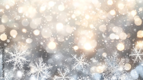 Winter Wonderland Background with Sparkling Snowflakes