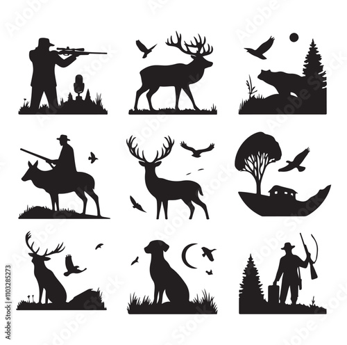 Hunting Man vector Silhouette illustration