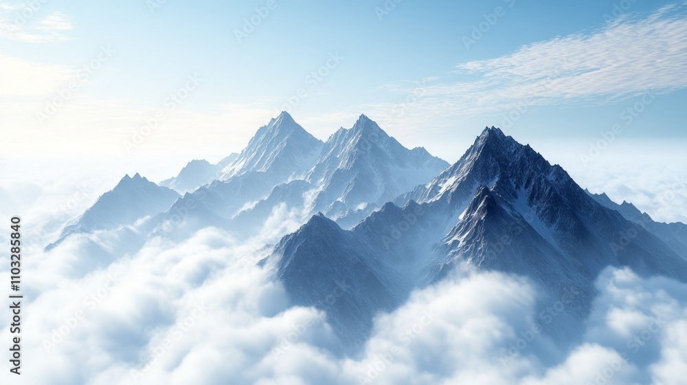 Majestic Mountain Peaks Above the Clouds Majestic Mountain Peaks Above the Clouds
