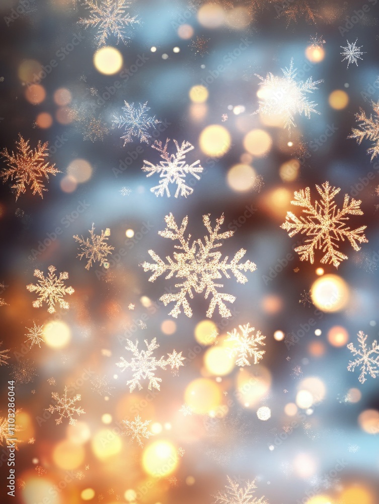 snowflakes bright lights bokeh snowflakes bright lights bokeh