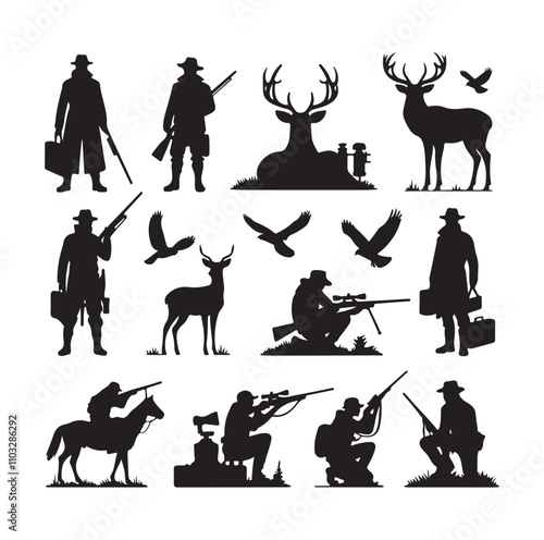 Hunting Man vector Silhouette illustration