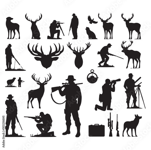 Hunting Man vector Silhouette illustration