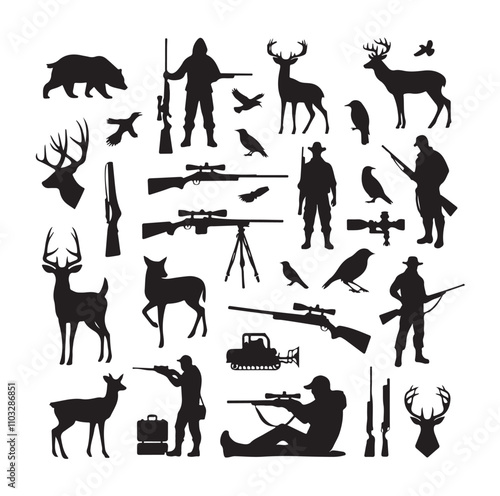 Hunting Man vector Silhouette illustration