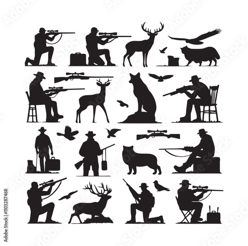 Hunting Man vector Silhouette illustration