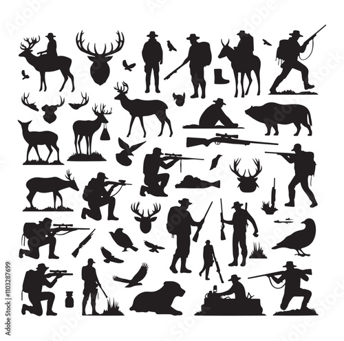 Hunting Man vector Silhouette illustration
