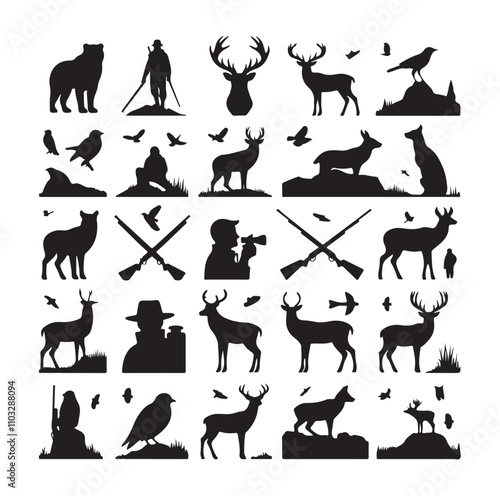 Hunting Man vector Silhouette illustration