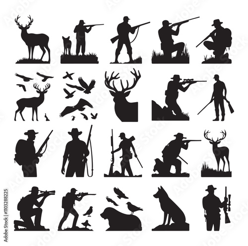 Hunting Man vector Silhouette illustration