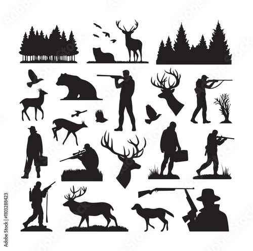 Hunting Man vector Silhouette illustration