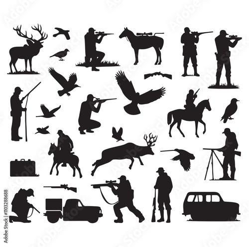 Hunting Man vector Silhouette illustration