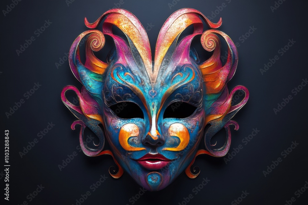 Naklejka premium A colorful mask with a blue face and pink lips