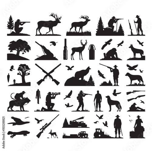 Hunting Man vector Silhouette illustration