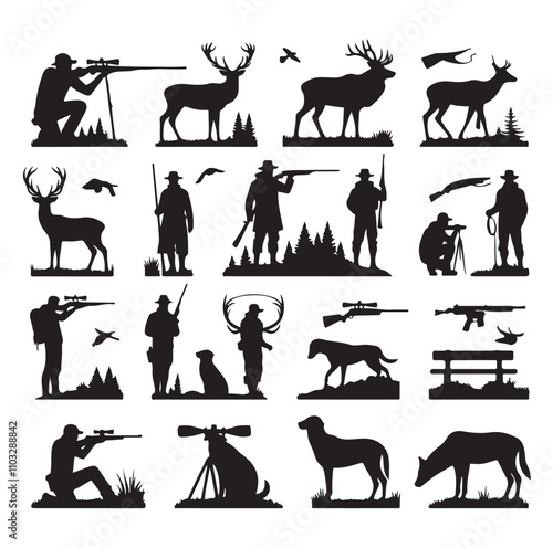 Hunting Man vector Silhouette illustration