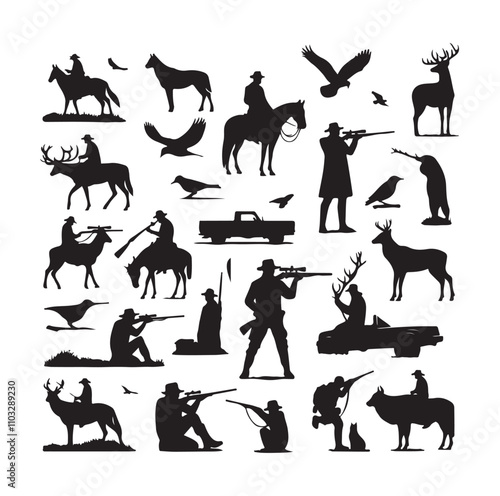 Hunting Man vector Silhouette illustration