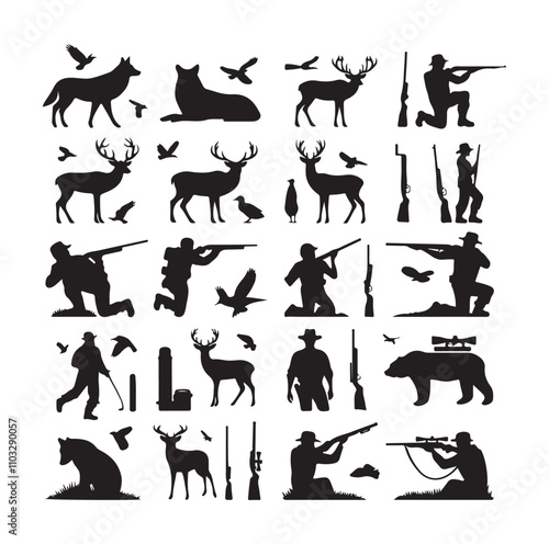 Hunting Man vector Silhouette illustration