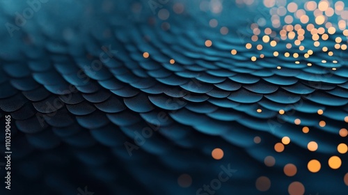 Wallpaper Mural Abstract textured surface with scalloped pattern and bokeh lighting in blue and orange hues creating an artistic and wave-like effect Torontodigital.ca