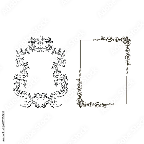 Vintage Ornamental Frames and Borders – Retro Ornate Design Set
