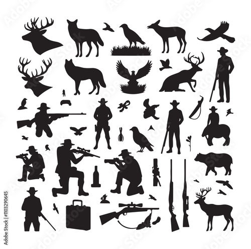 Hunting Man vector Silhouette illustration
