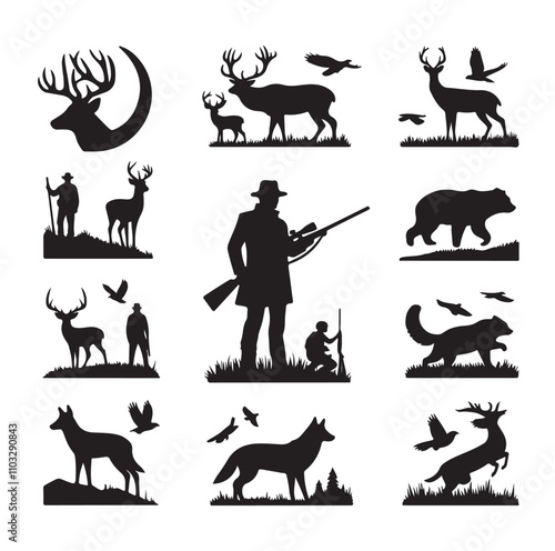 Hunting Man vector Silhouette illustration