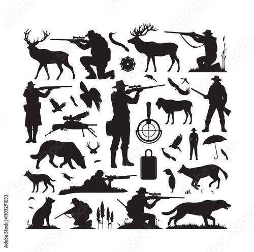 Hunting Man vector Silhouette illustration