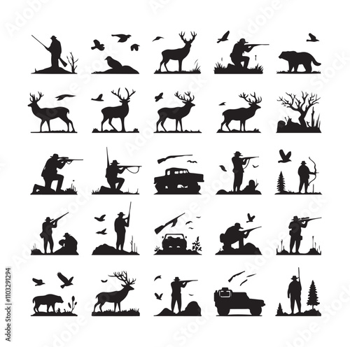 Hunting Man vector Silhouette illustration