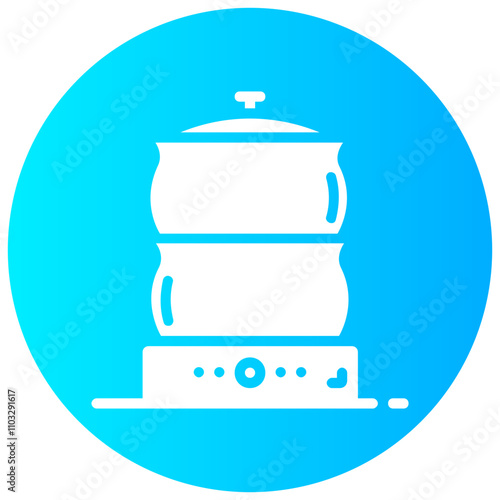 steamer round glyph vector icon