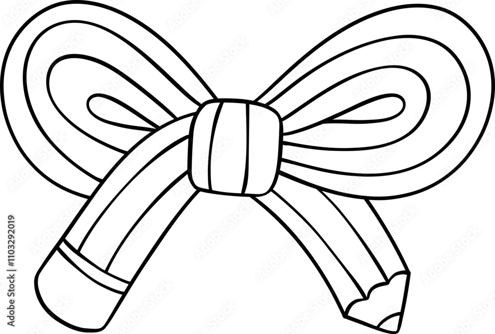 Cuter Christmas Pencil Candy Cane Bow Shape outline coloring image Cuter Christmas Pencil Candy Cane Bow Shape outline coloring image