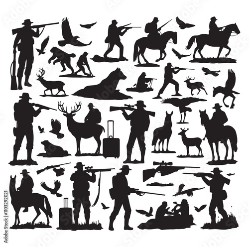 Hunting Man vector Silhouette illustration