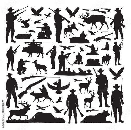 Hunting Man vector Silhouette illustration