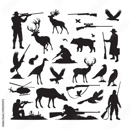 Hunting Man vector Silhouette illustration