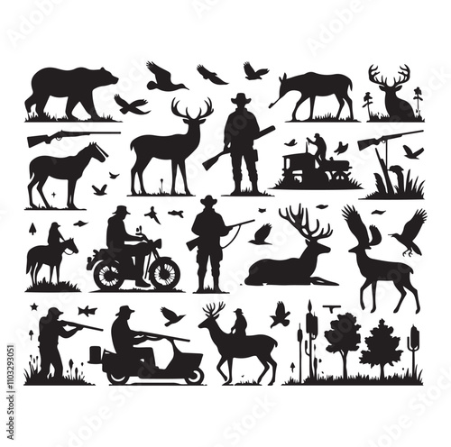 Hunting Man vector Silhouette illustration