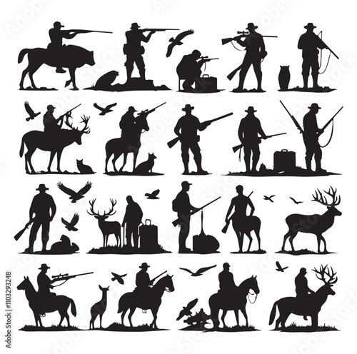 Hunting Man vector Silhouette illustration