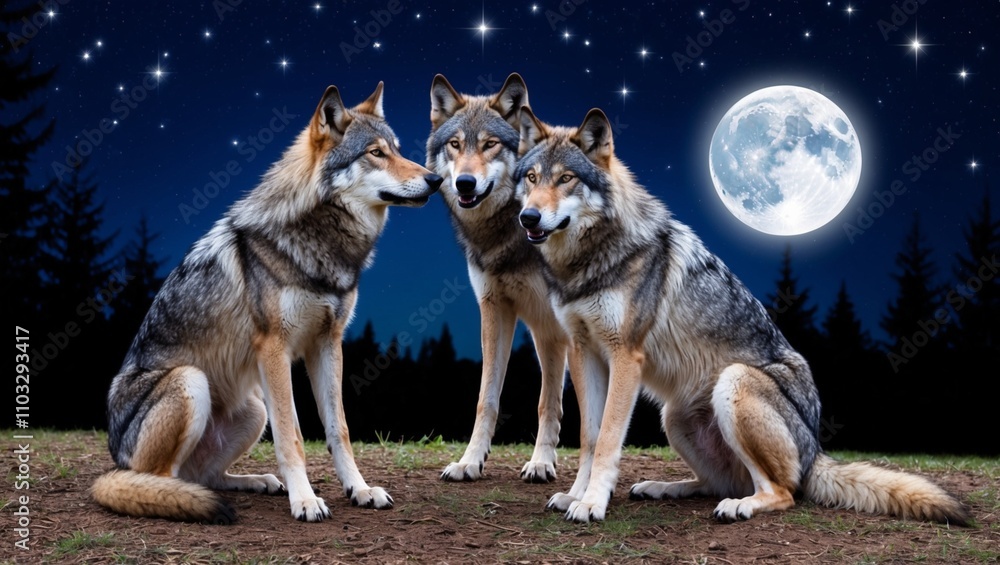 A lone gray wolf howls beneath a winter sky A lone gray wolf howls beneath a winter sky