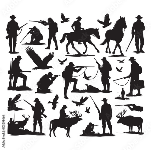 Hunting Man vector Silhouette illustration