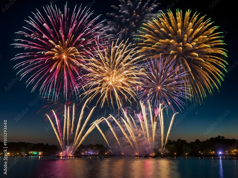 Fototapeta premium beautiful fireworks background. elegant background