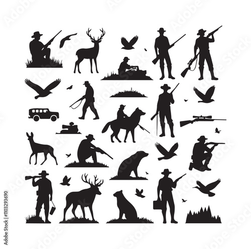 Hunting Man vector Silhouette illustration