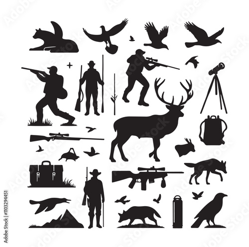 Hunting Man vector Silhouette illustration