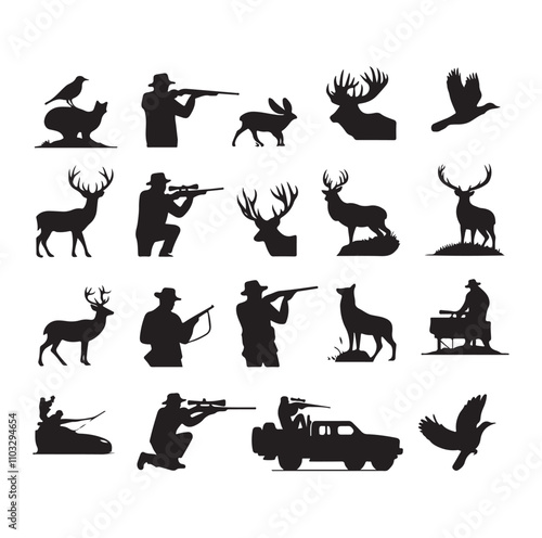Hunting Man vector Silhouette illustration