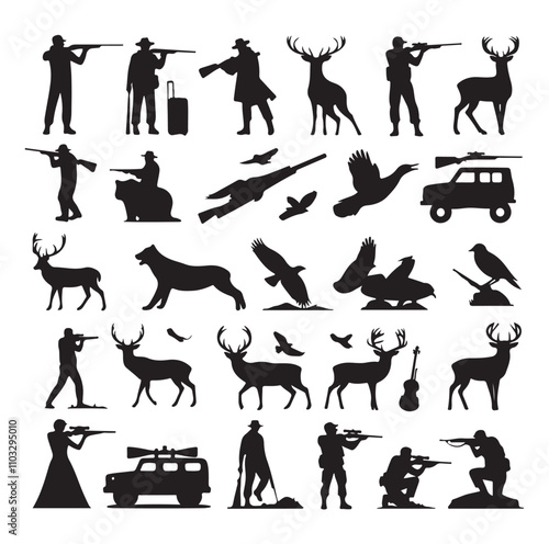 Hunting Man vector Silhouette illustration