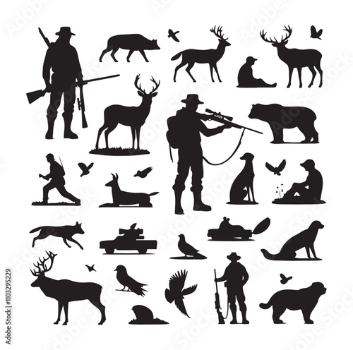 Hunting Man vector Silhouette illustration