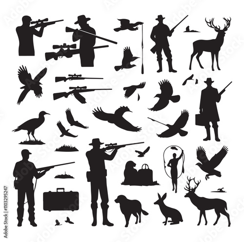 Hunting Man vector Silhouette illustration