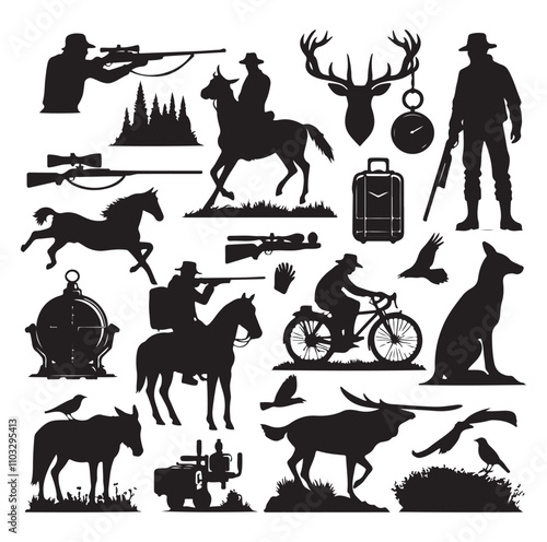 Hunting Man vector Silhouette illustration