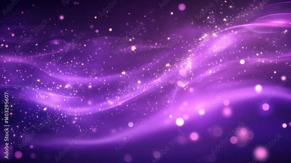 Purple Abstract Background with Glowing Particles Purple Abstract Background with Glowing Particles