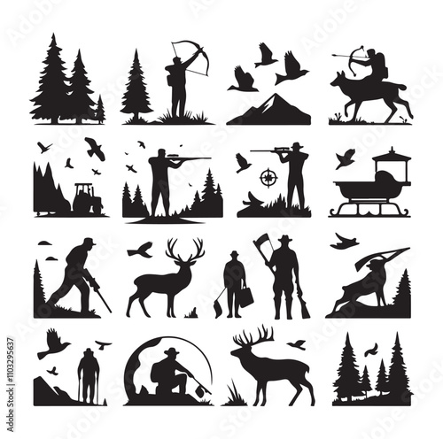 Hunting Man vector Silhouette illustration