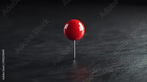 Red Push Pin on Transparent Background