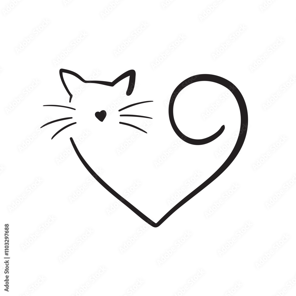 Line art of cat. Elegant vector illustration. Line art of cat. Elegant vector illustration.