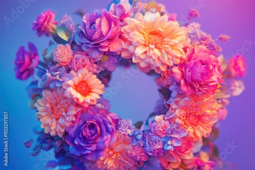 Wallpaper Mural A colorful flower arrangement in the shape of a circle Torontodigital.ca