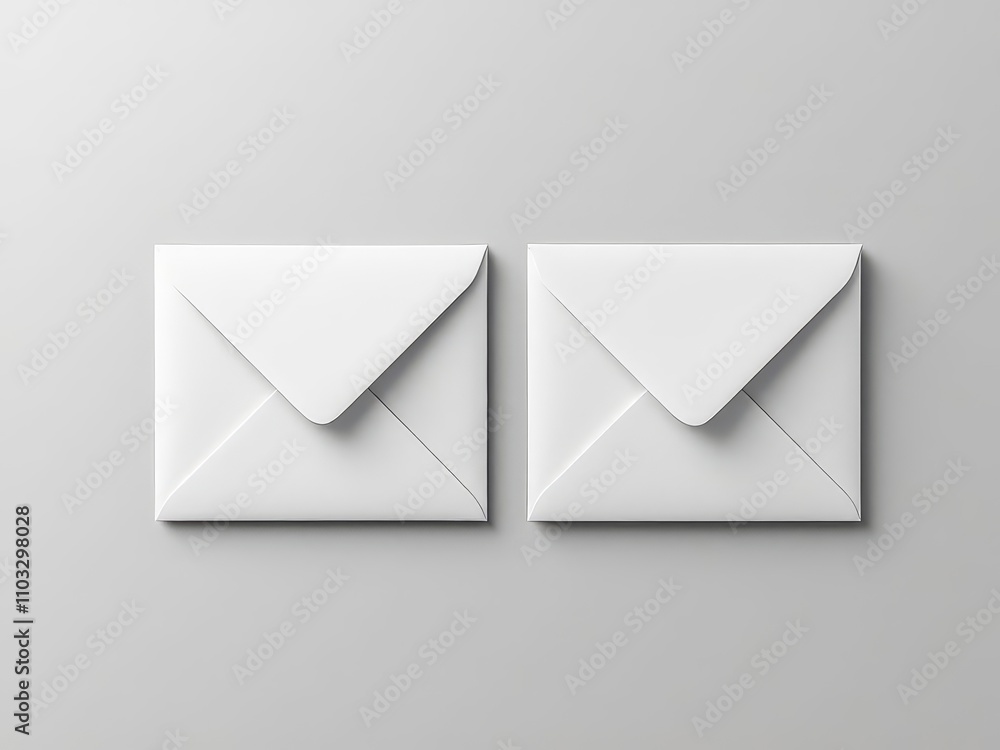 Gray backdrop highlights understated envelopes. Gray backdrop highlights understated envelopes.